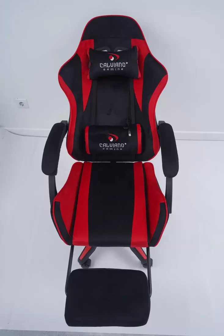 Игровое кресло Calviano 1584 (велюр, черный/красный) фото