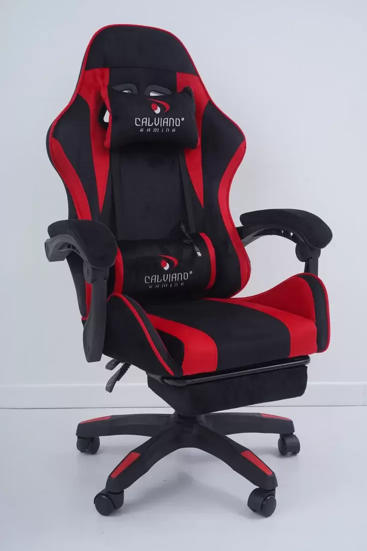 Игровое кресло Calviano 1584 (велюр, черный/красный) фото