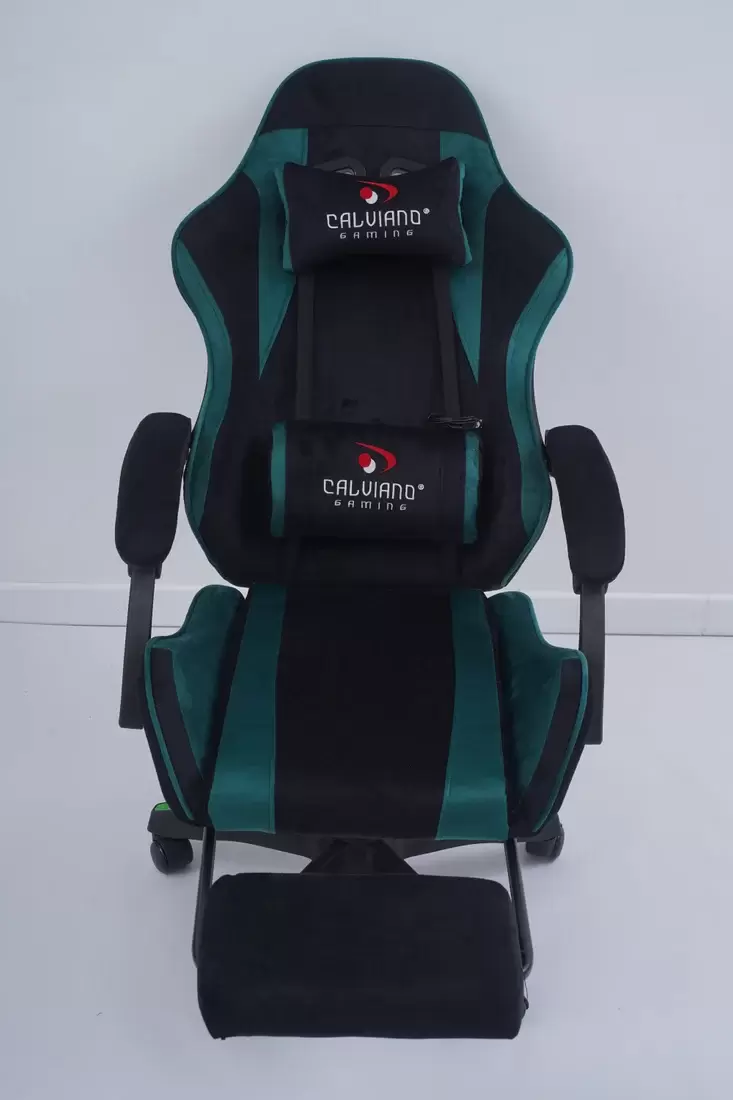 Игровое кресло Calviano 1584 (велюр, черный/зеленый) фото