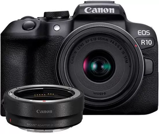 Canon EOS R10 RF-S 18-45mm F4.5-6.3 IS STM + адаптер крепления EF-EOS R