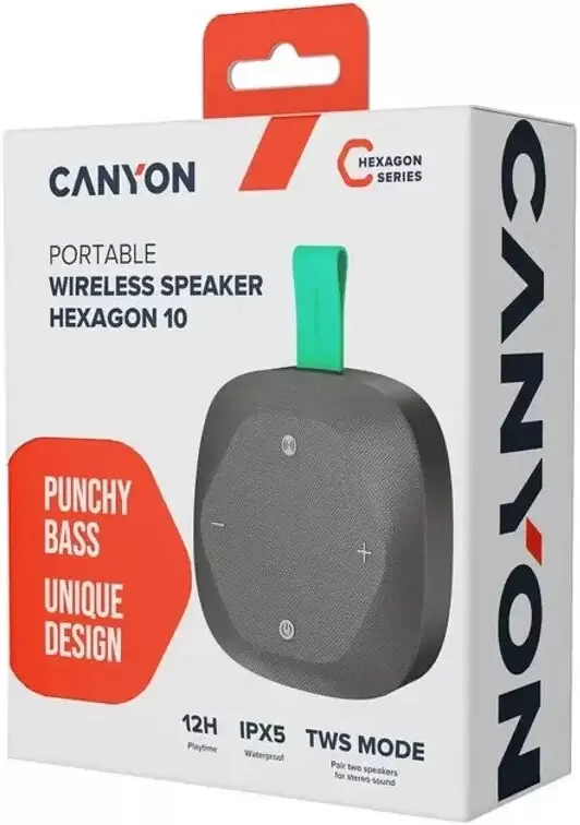 Беспроводная колонка Canyon Hexagon 10 (черный/зеленый) фото 3
