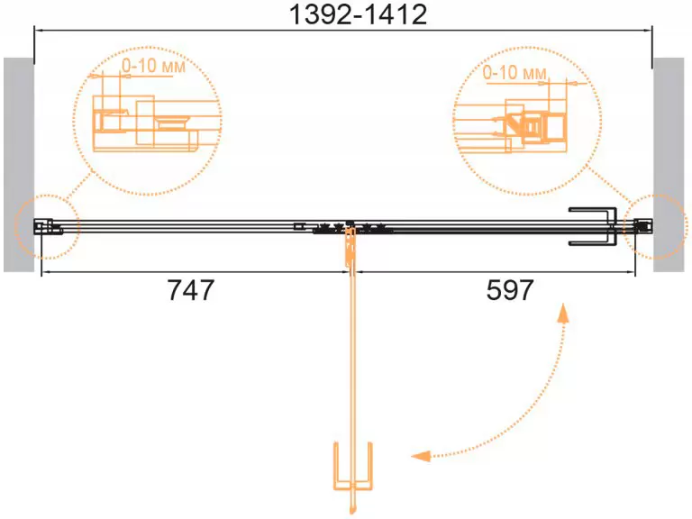 Душевая дверь Cezares BELLAGIO-B-12-140-C-NERO фото