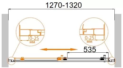 Душевая дверь Cezares MOLVENO-BF-1-130-P-Cr фото