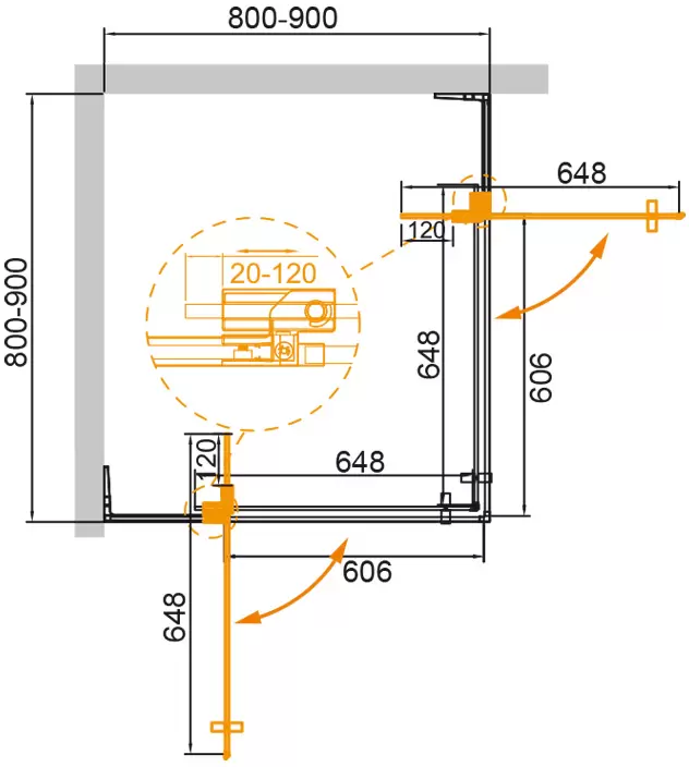 Душевой уголок Cezares Slider-A-2-80/90-BR-Cr фото 4