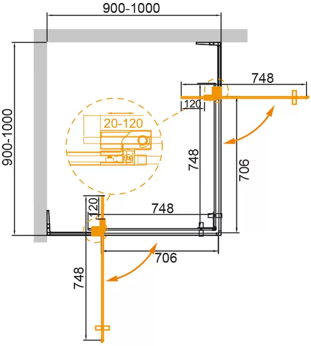 Душевой уголок Cezares Slider-A-2-90/100-C-Cr фото 3