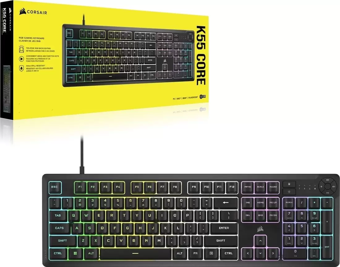 Клавиатура Corsair K55 Core RGB (черный, нет кириллицы) фото