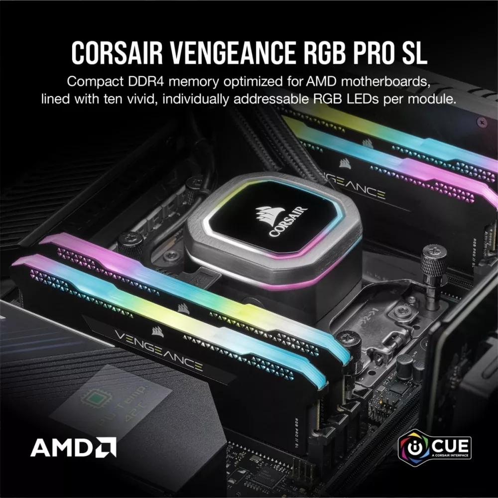 Модуль памяти Corsair Vengeance RGB PRO SL 2x8ГБ DDR4 3600 МГц CMH16GX4M2D3600C18 фото 5