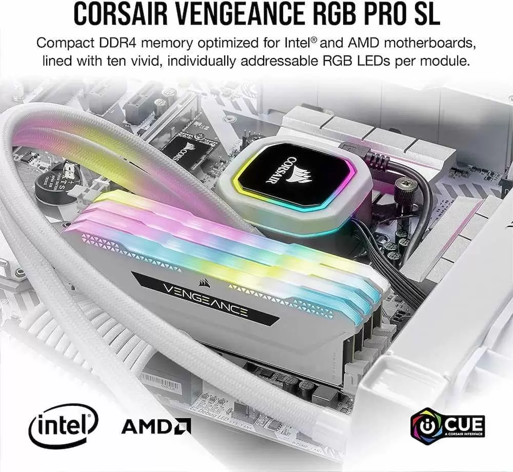 Оперативная память Corsair Vengeance RGB PRO SL 2x8ГБ DDR4 3600 МГц CMH16GX4M2D3600C18W фото 5