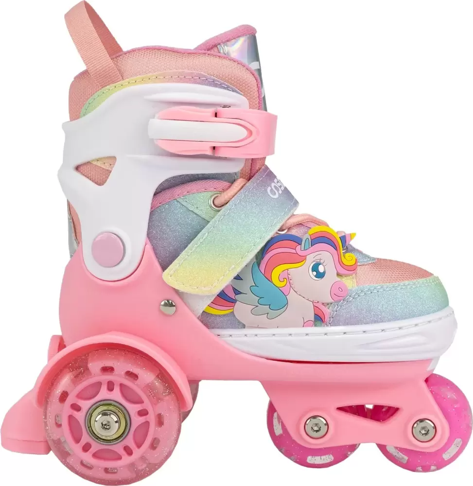 Роликовые коньки CosmoRide Honey + набор защиты (р-р 27-30, белый/розовый) фото