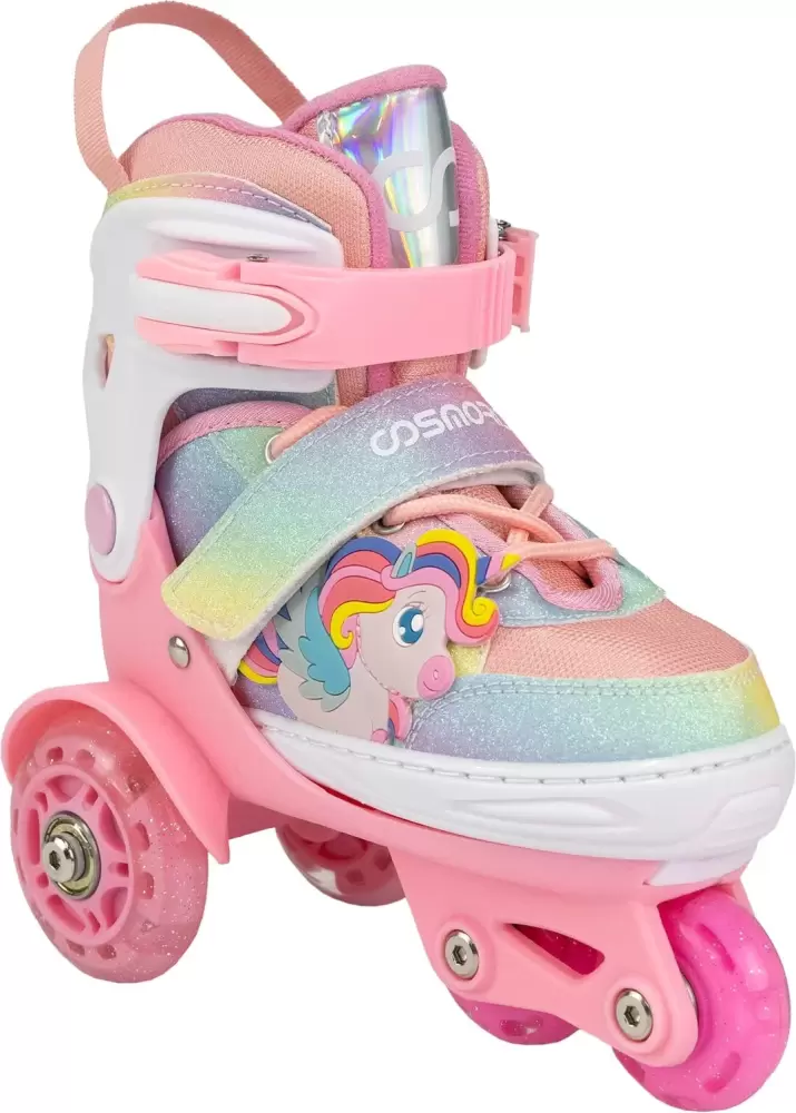 Роликовые коньки CosmoRide Honey + набор защиты (р-р 27-30, белый/розовый) фото