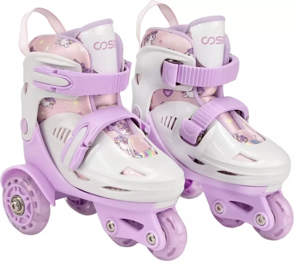 Роликовые коньки CosmoRide Honey + набор защиты (р-р 31-34, белый/фиолетовый) фото