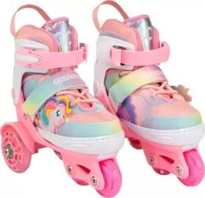 Роликовые коньки CosmoRide Honey + набор защиты (р-р 31-34, белый/розовый) фото