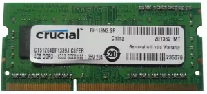 Оперативная память Crucial 4GB DDR3 SO-DIMM PC3-10600 (CT51264BF1339J) фото