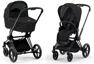 Универсальная коляска Cybex Priam IV 2 в 1 (Deep Black/Matt Black) фото