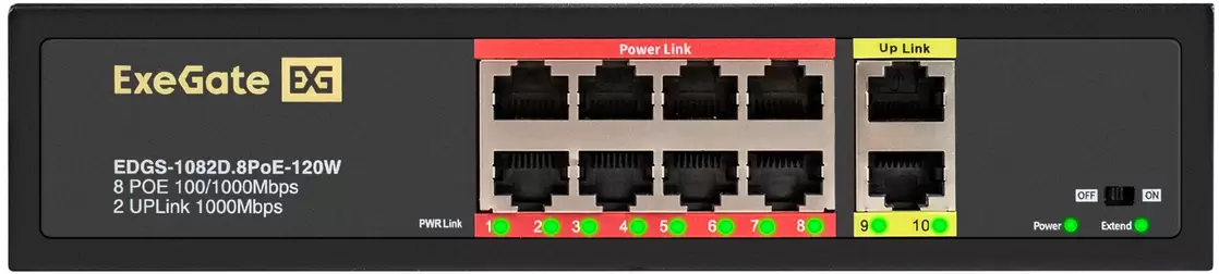 Неуправляемый коммутатор ExeGate EDGS-1082D.8PoE-120W фото