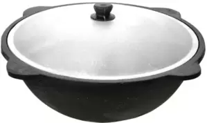 Davr Metall Узбекский чугунный с крышкой, круглое дно (10 л)