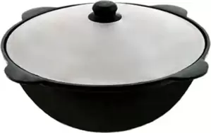 Davr Metall Узбекский чугунный с крышкой, круглое дно (6 л)