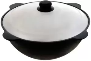 Davr Metall Узбекский чугунный с крышкой, круглое дно (8 л)