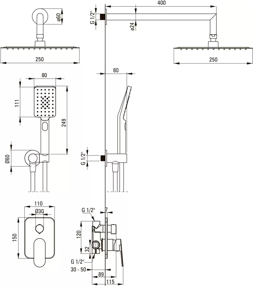 Душевая система Deante Alpinia NAC Z9LP фото