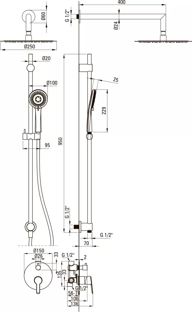Душевая система Deante Arnika NAC 06QP фото