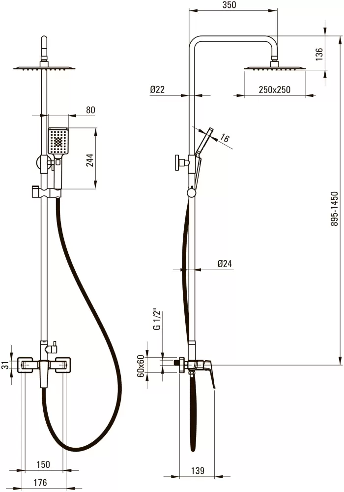 Душевая система Deante Blur NQL N4XM фото