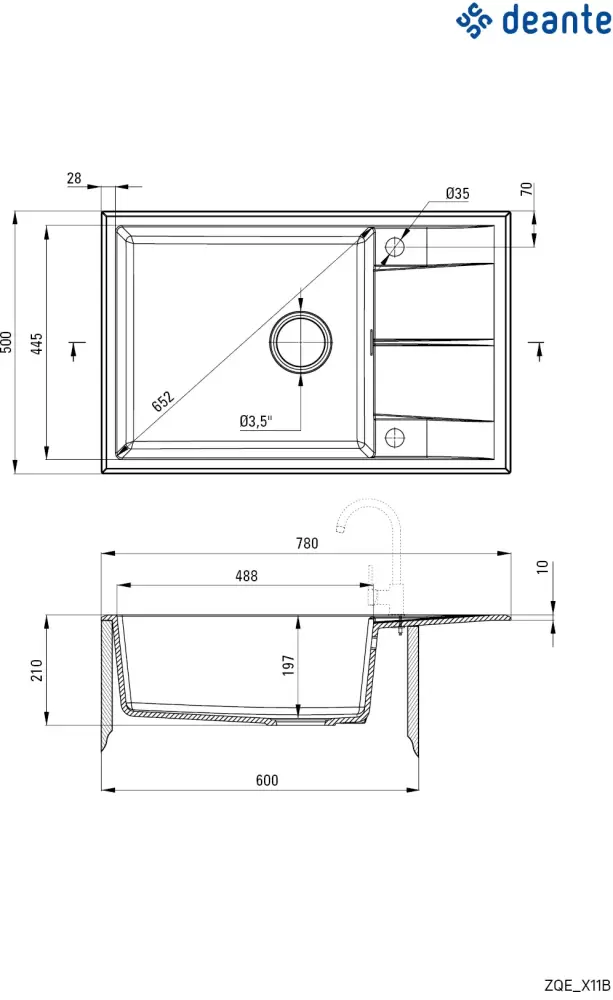 Кухонная мойка Deante Eridan ZQE G11B фото
