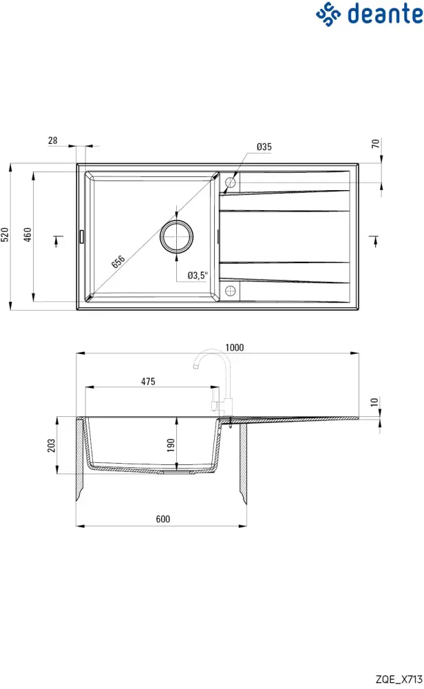 Кухонная мойка Deante Eridan ZQE G713 фото
