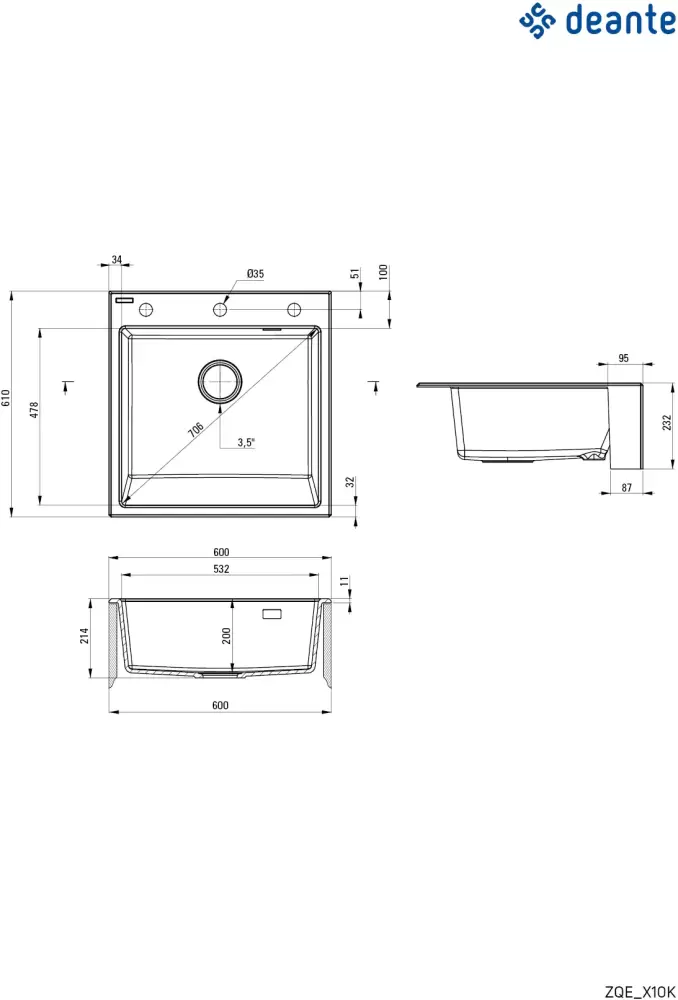 Кухонная мойка Deante Eridan ZQE N10K фото