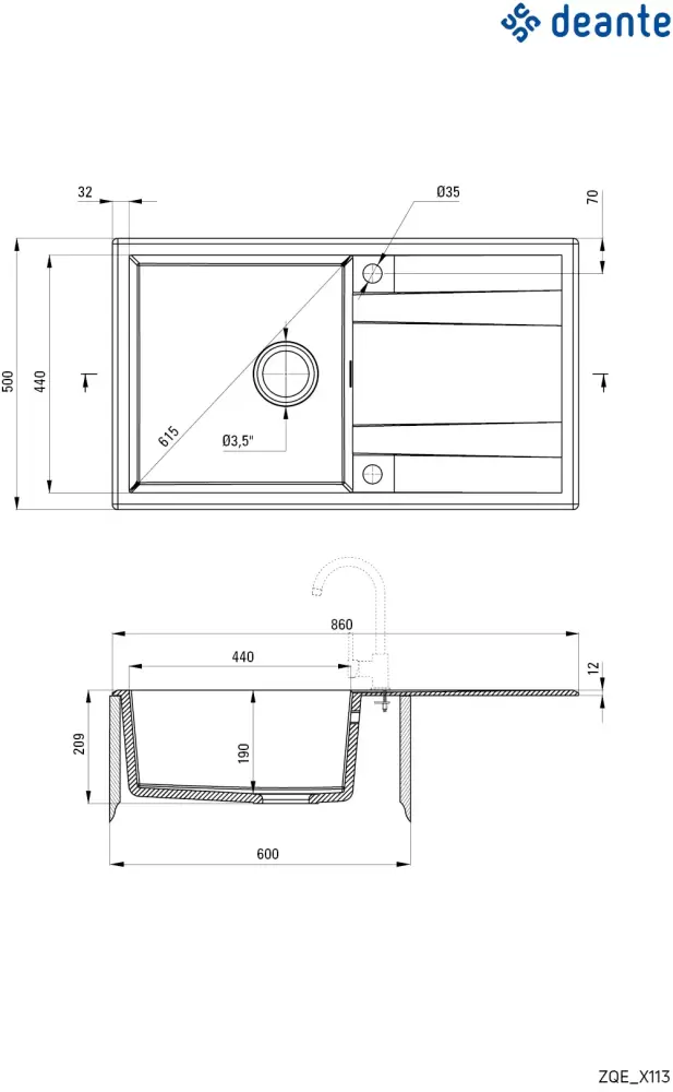 Кухонная мойка Deante Eridan ZQE N113 фото