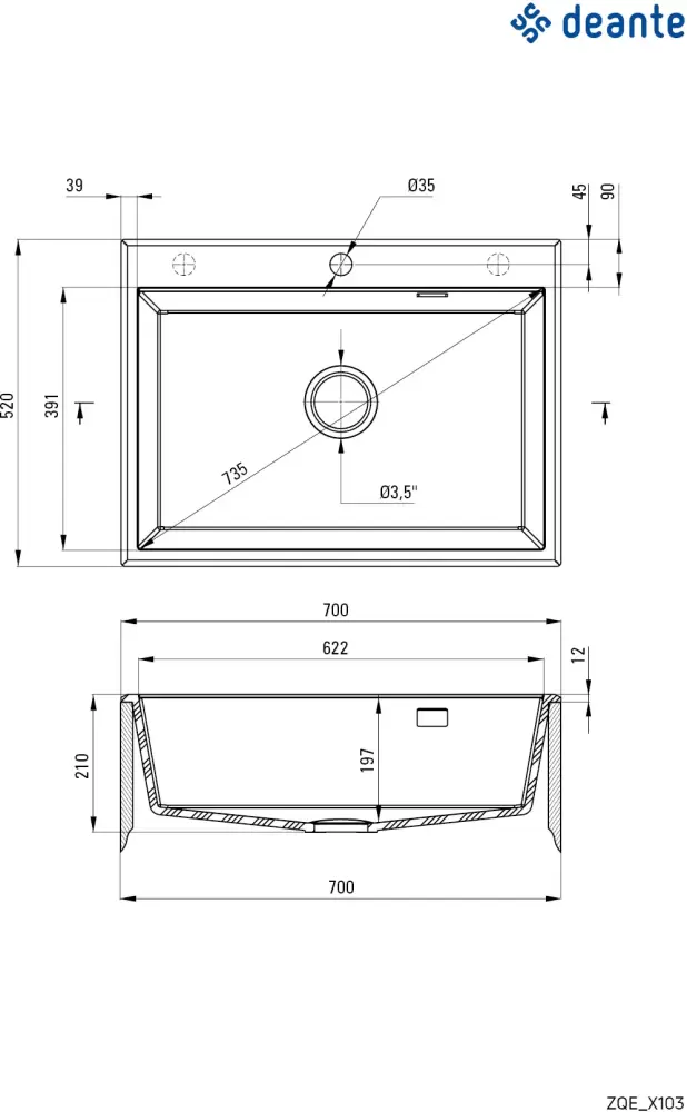 Кухонная мойка Deante Eridan ZQE T103 фото