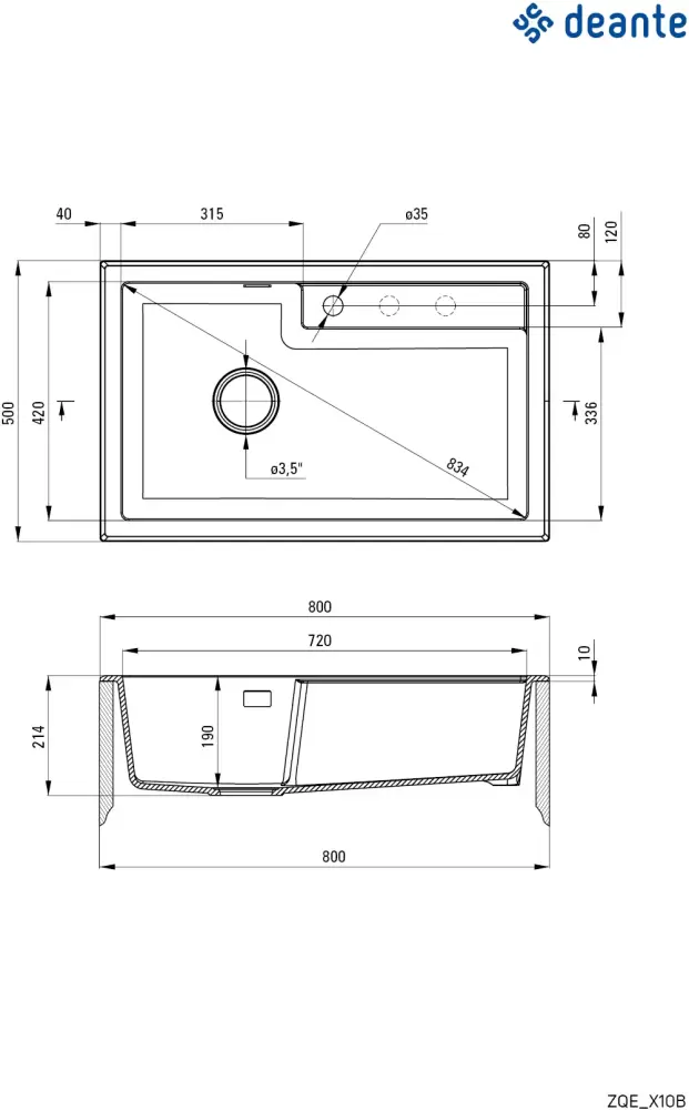 Кухонная мойка Deante Eridan ZQE T10B фото