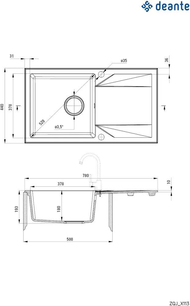 Кухонная мойка Deante Evora ZQJ 5113 фото