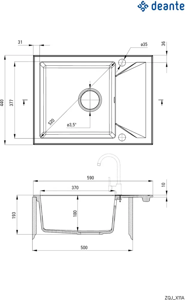 Кухонная мойка Deante Evora ZQJ N11A фото