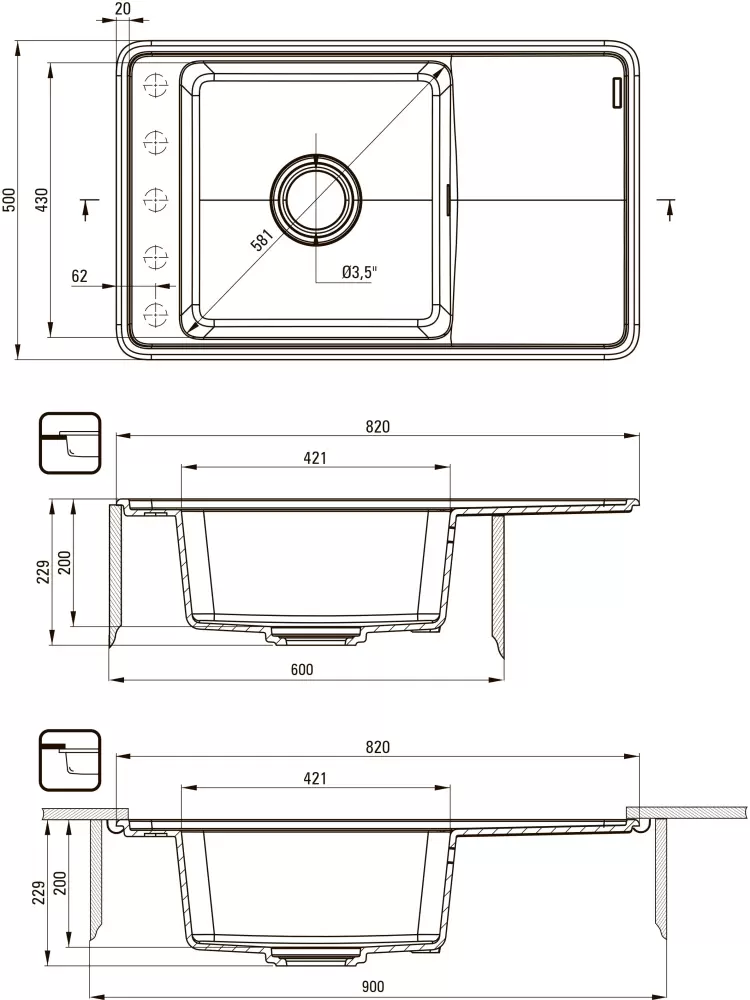 Кухонная мойка Deante Momi ZKM T11B фото