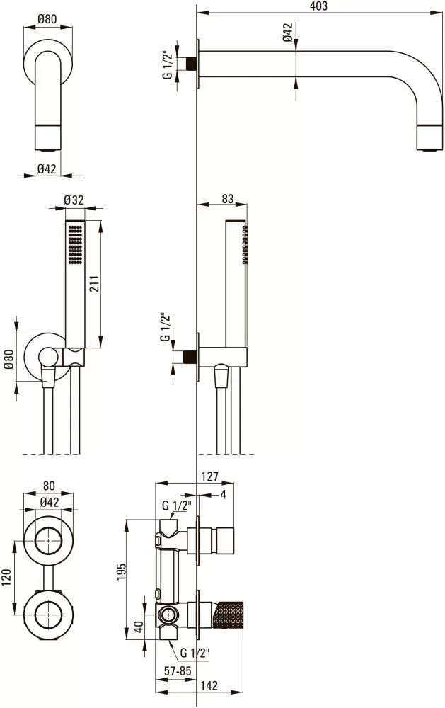 Душевая система Deante Silia Hexa NHS F9XK фото