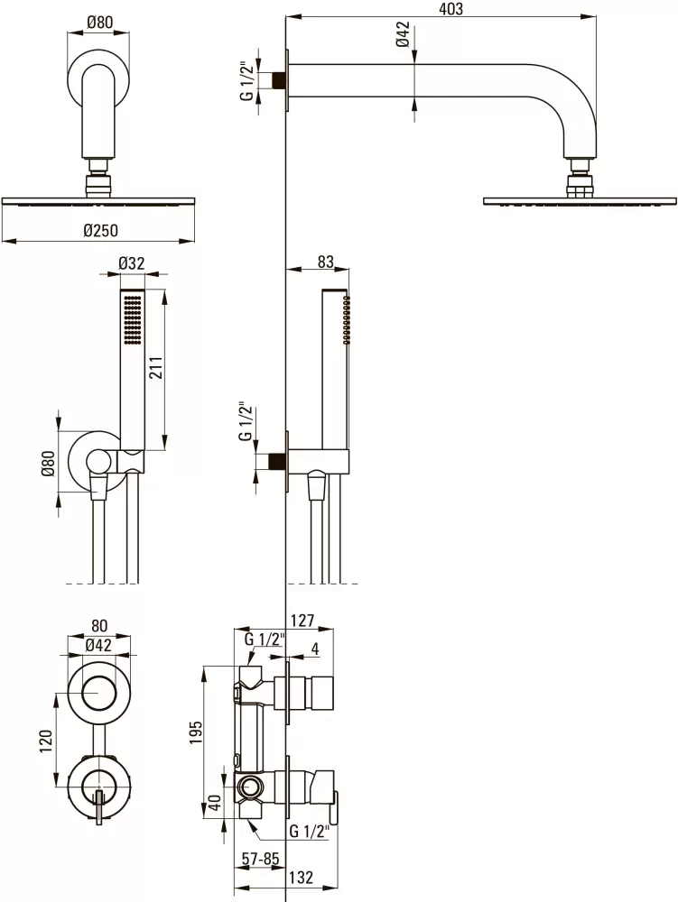 Душевая система Deante Silia NQS 09YK фото