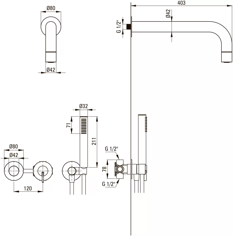 Душевая система Deante Silia NQS A0XK фото