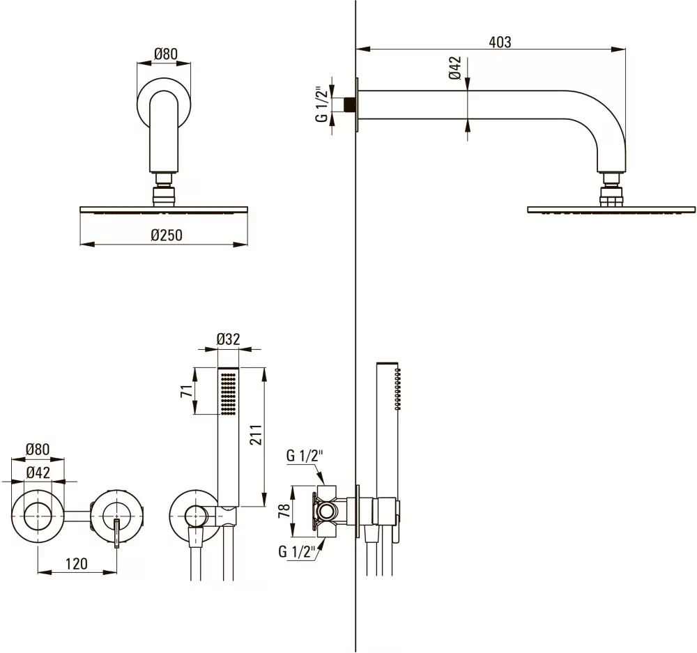 Душевая система Deante Silia NQS A0YK фото