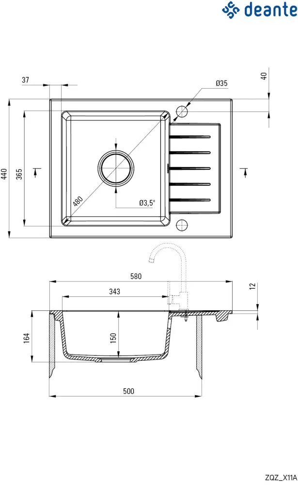 Кухонная мойка Deante Zorba ZQZ G11A фото