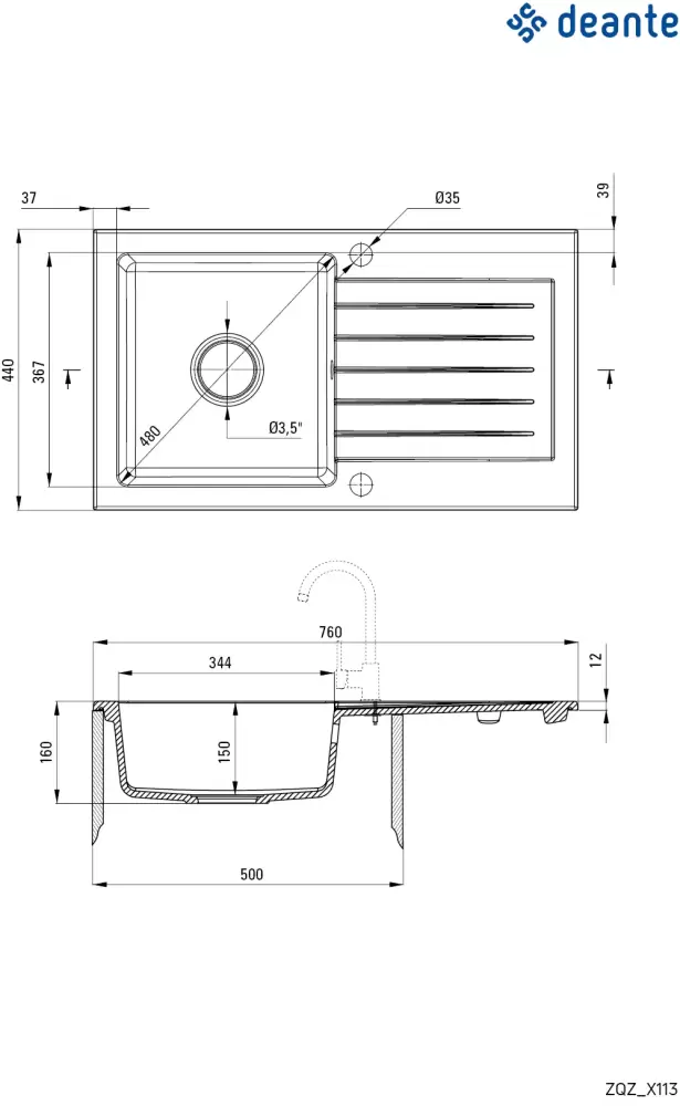 Кухонная мойка Deante Zorba ZQZ T113 фото