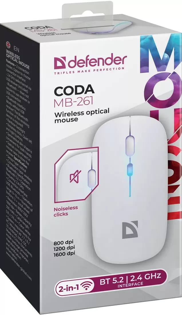 Мышь Defender Coda MB-261 (белый) фото