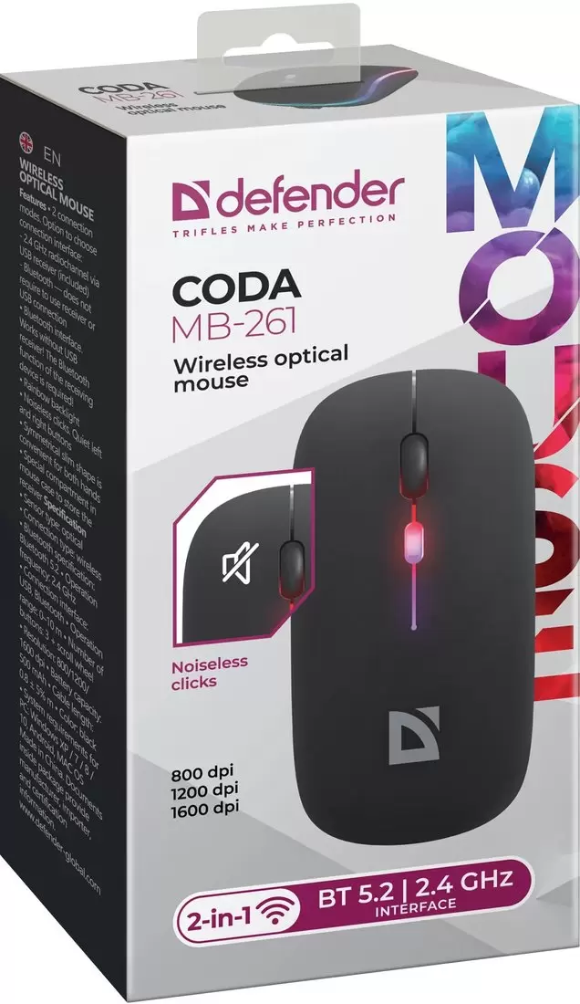Мышь Defender Coda MB-261 (черный) фото