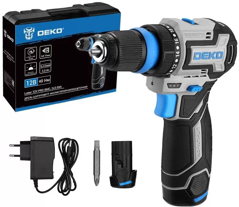 Аккумуляторная дрель-шуруповерт Deko Loner 12V PRO (085-1122) фото