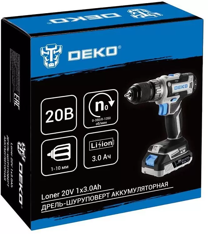 Аккумуляторная дрель-шуруповерт Deko Loner 20V (085-1006) фото
