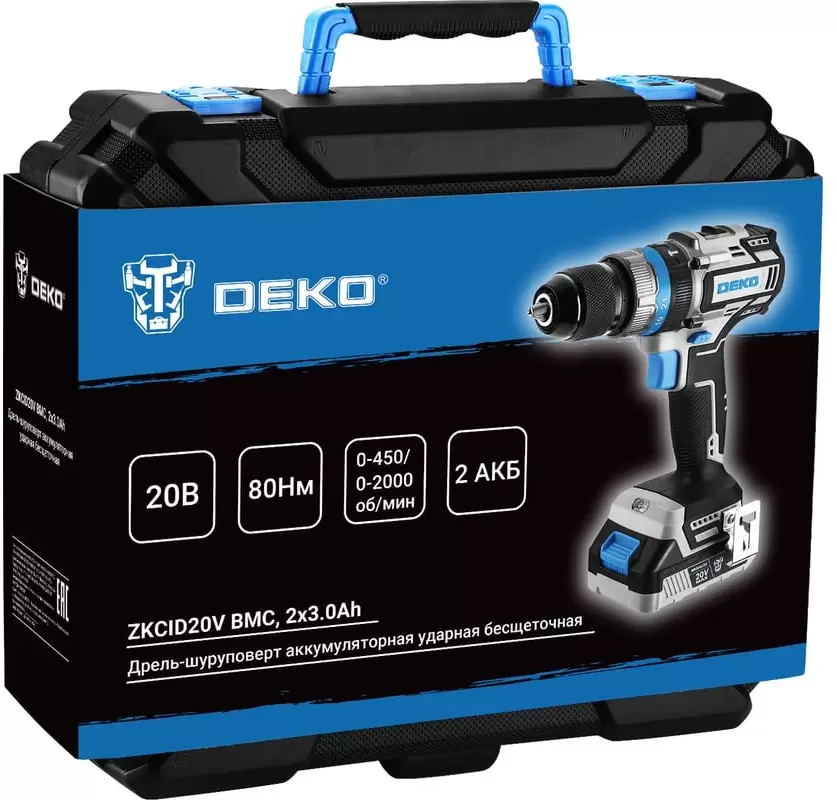 Аккумуляторная дрель-шуруповерт Deko ZKCID20V (084-1037) фото