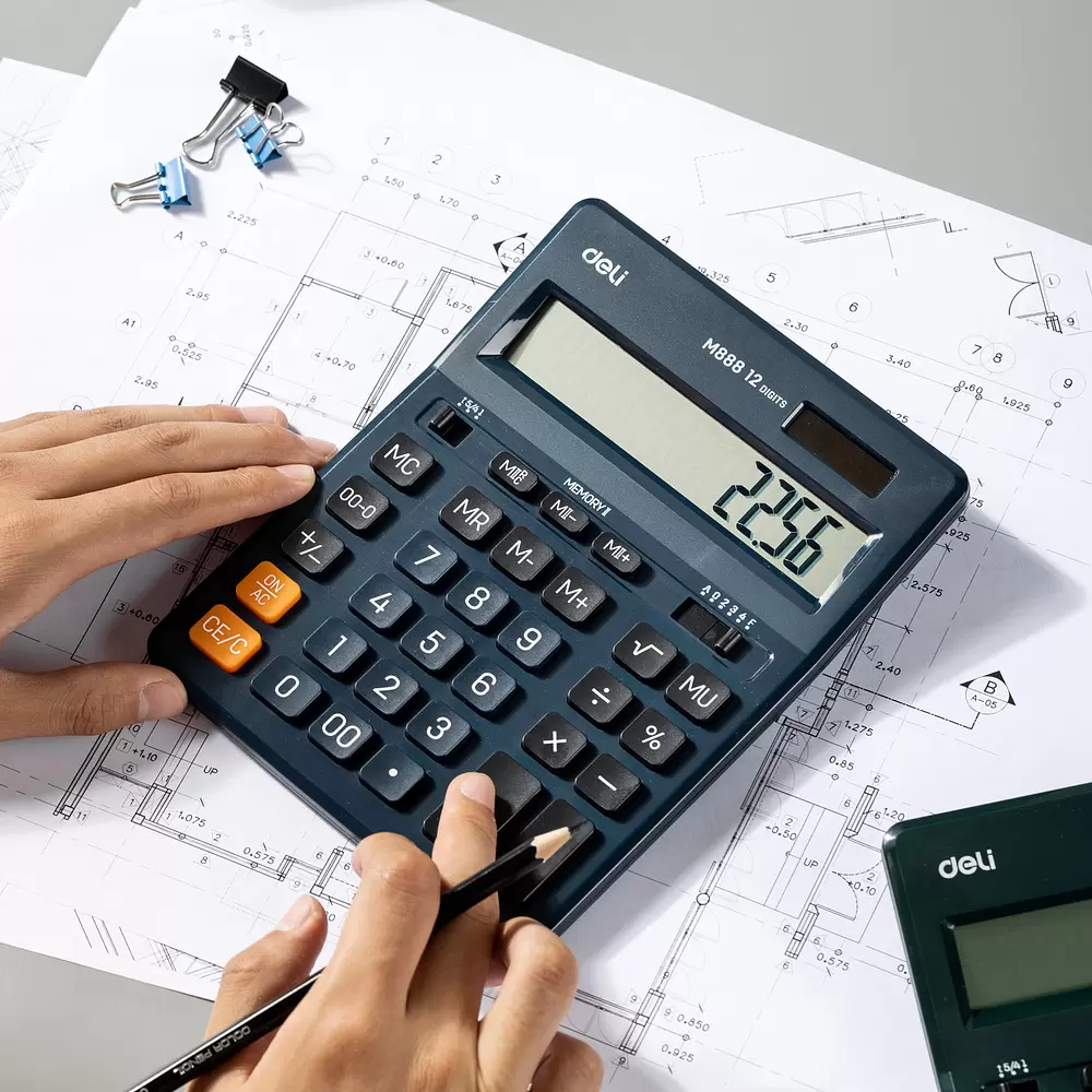 Калькулятор Deli M888F (синий) фото