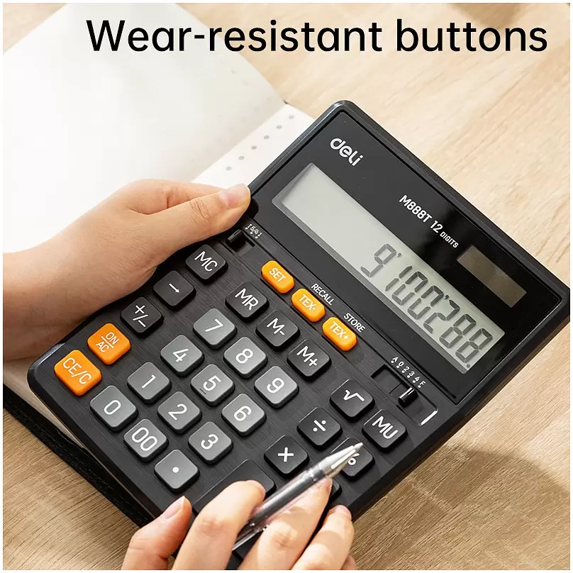 Калькулятор Deli M888T (черный) фото