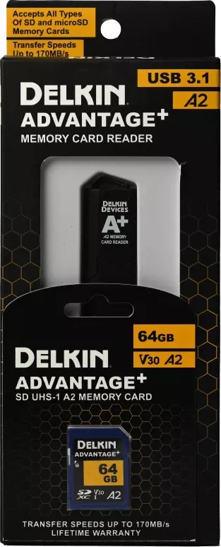 Delkin Devices Advantage+ SD Reader and Card Bundle SDXC 64GB