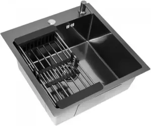 Кухонная мойка Diamond 500*500, коландер, дозатор BLACK DECOR фото