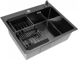 Кухонная мойка Diamond 600*500, коландер, дозатор BLACK DECOR фото